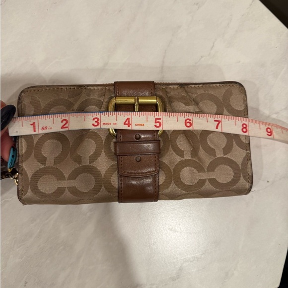 🔥Coach Brown and Tan Patterned Wallet with Buckle🔥 - Picture 5 of 6